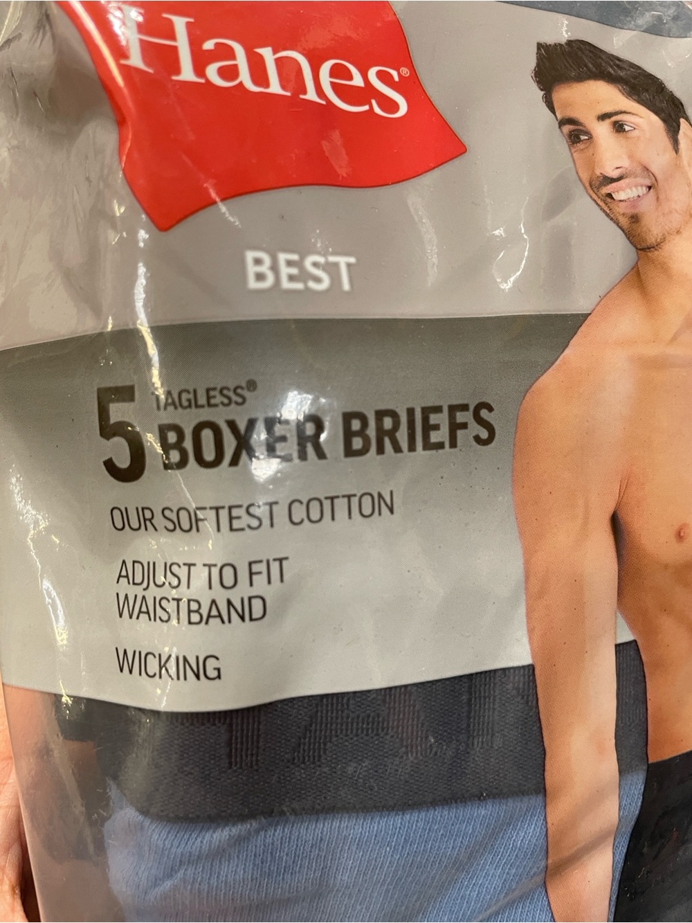 Hanes Men’s 5-Pack Boxer Briefs Large Black & Blue - Picture 4 of 5